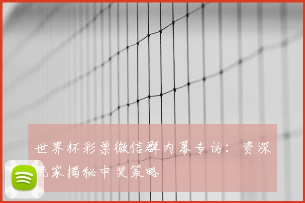 世界杯彩票微信群内幕专访:资深玩家揭秘中奖策略