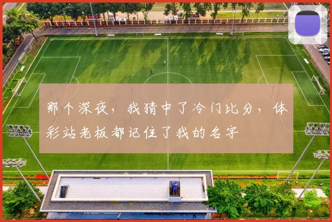 那个深夜,我猜中了冷门比分,体彩站老板都记住了我的名字